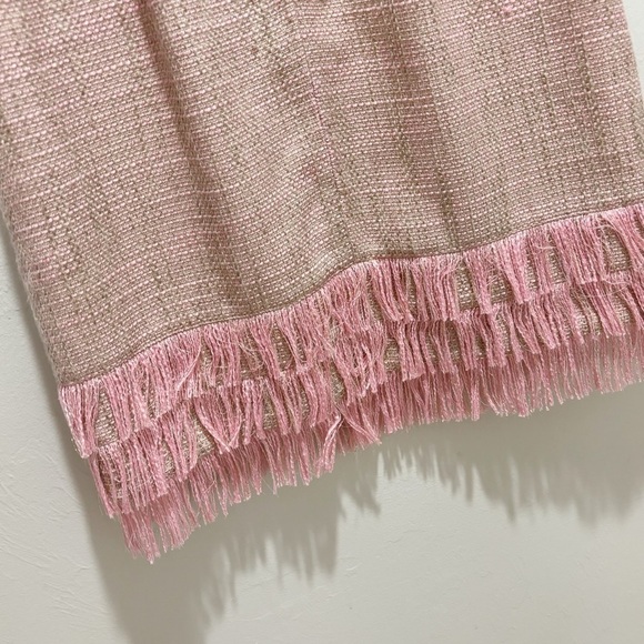 FOREST LILY Women’s Pink Short Sleeve Tweed Dress Fringe Hem Lined Lurex Size 4 - Picture 5 of 10